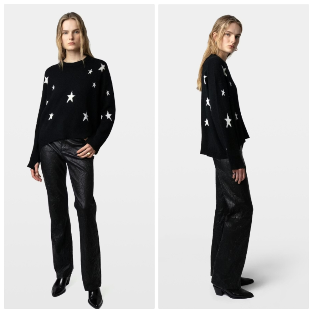 Zadig And Voltaire Markus Star Cashmere Sweater Black Size Xs